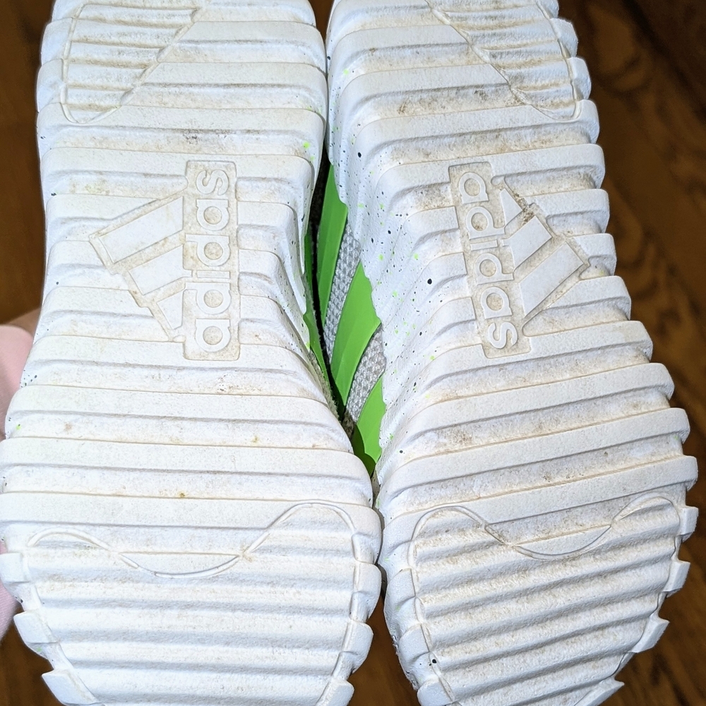 Adidas Kids Gray and Green Sneakers - Picture 2 of 3